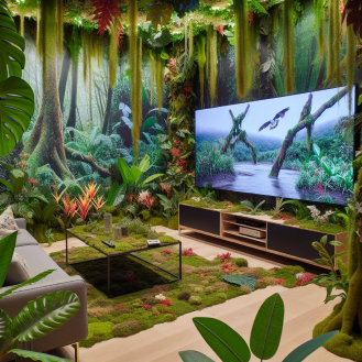 Image showing future television in action, turning a living room into a green space
